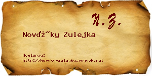 Nováky Zulejka névjegykártya